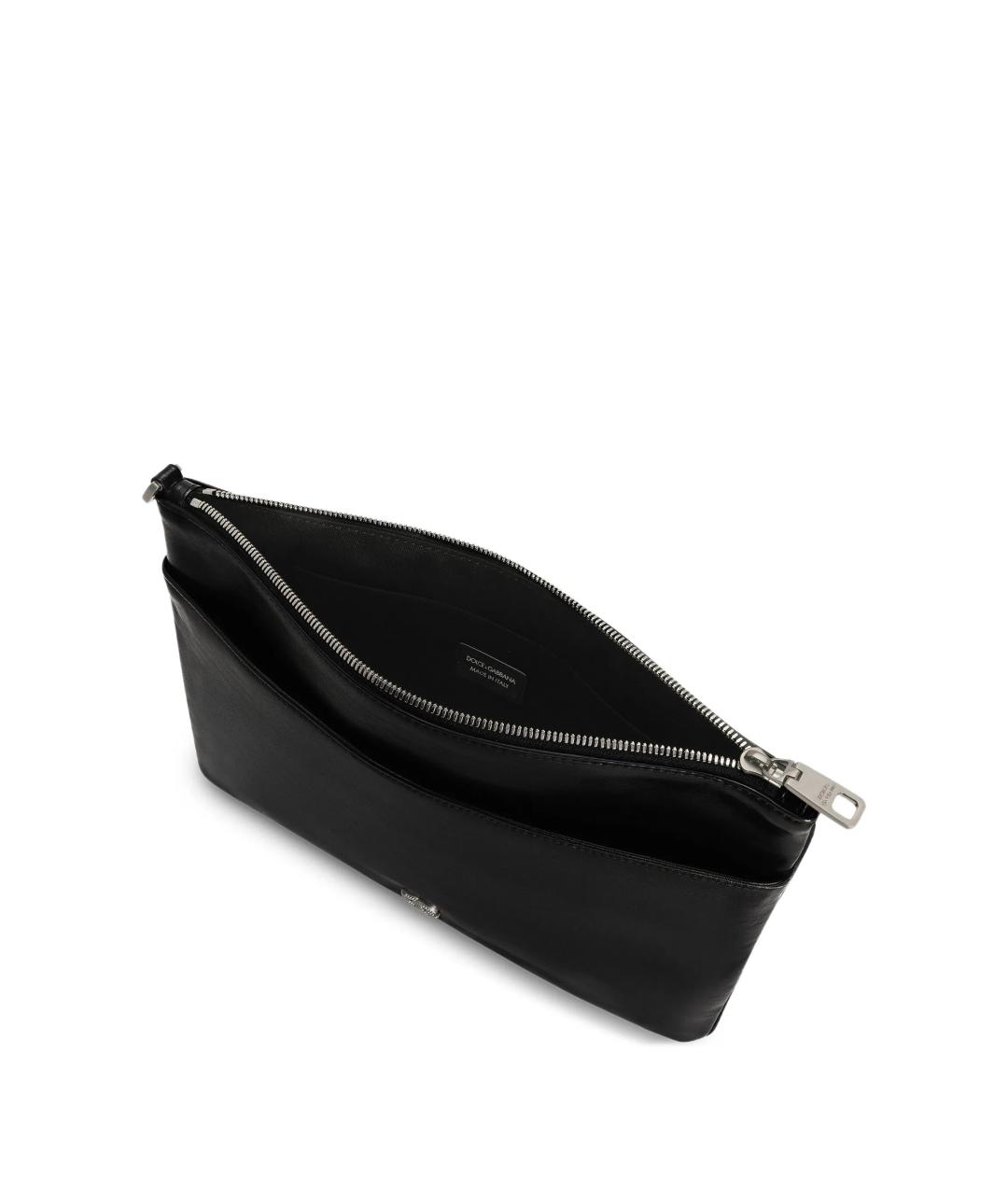 DOLCE&GABBANA Черная кожаная барсетка, фото 4