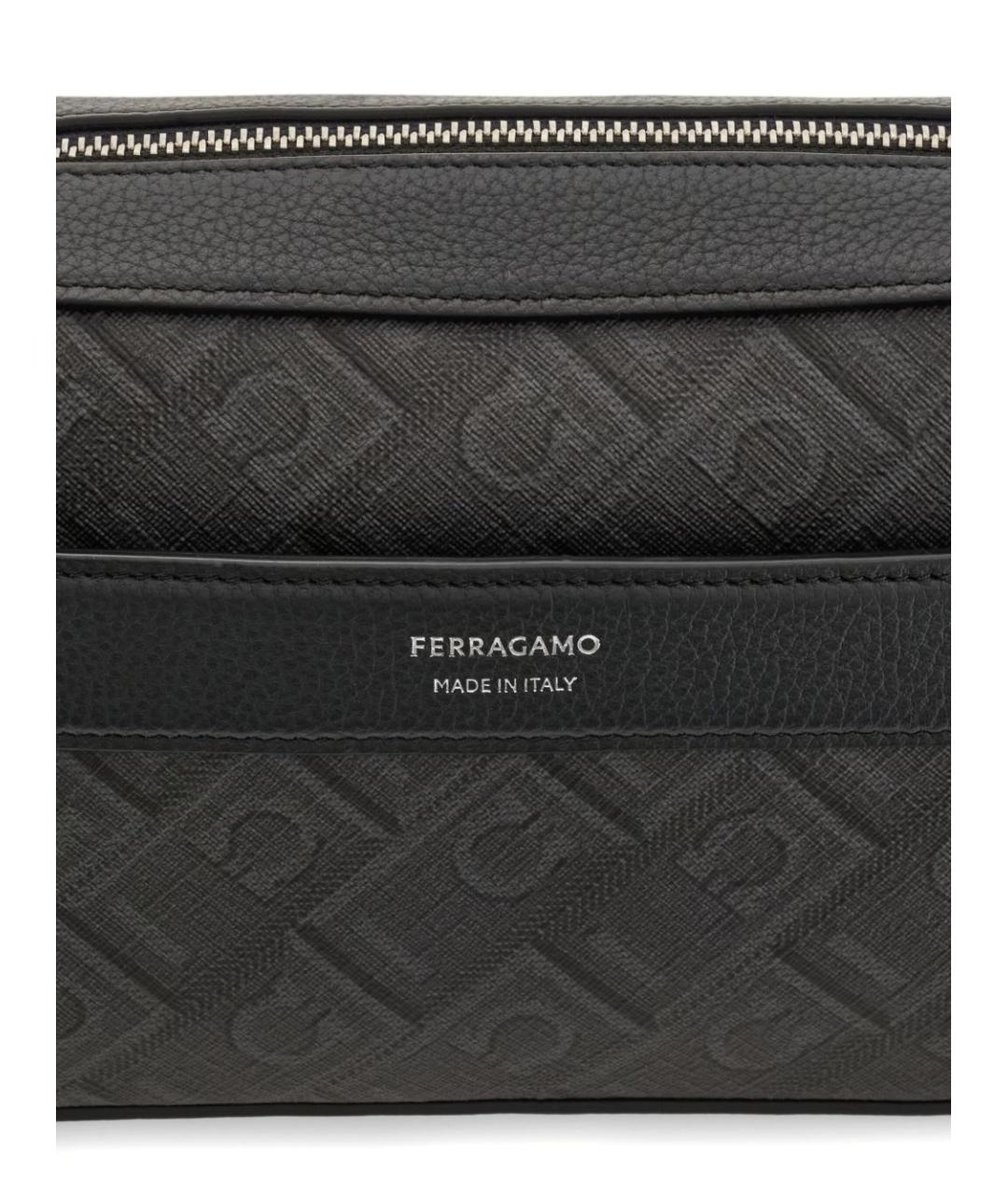 FERRAGAMO Черная кожаная сумка на плечо, фото 2