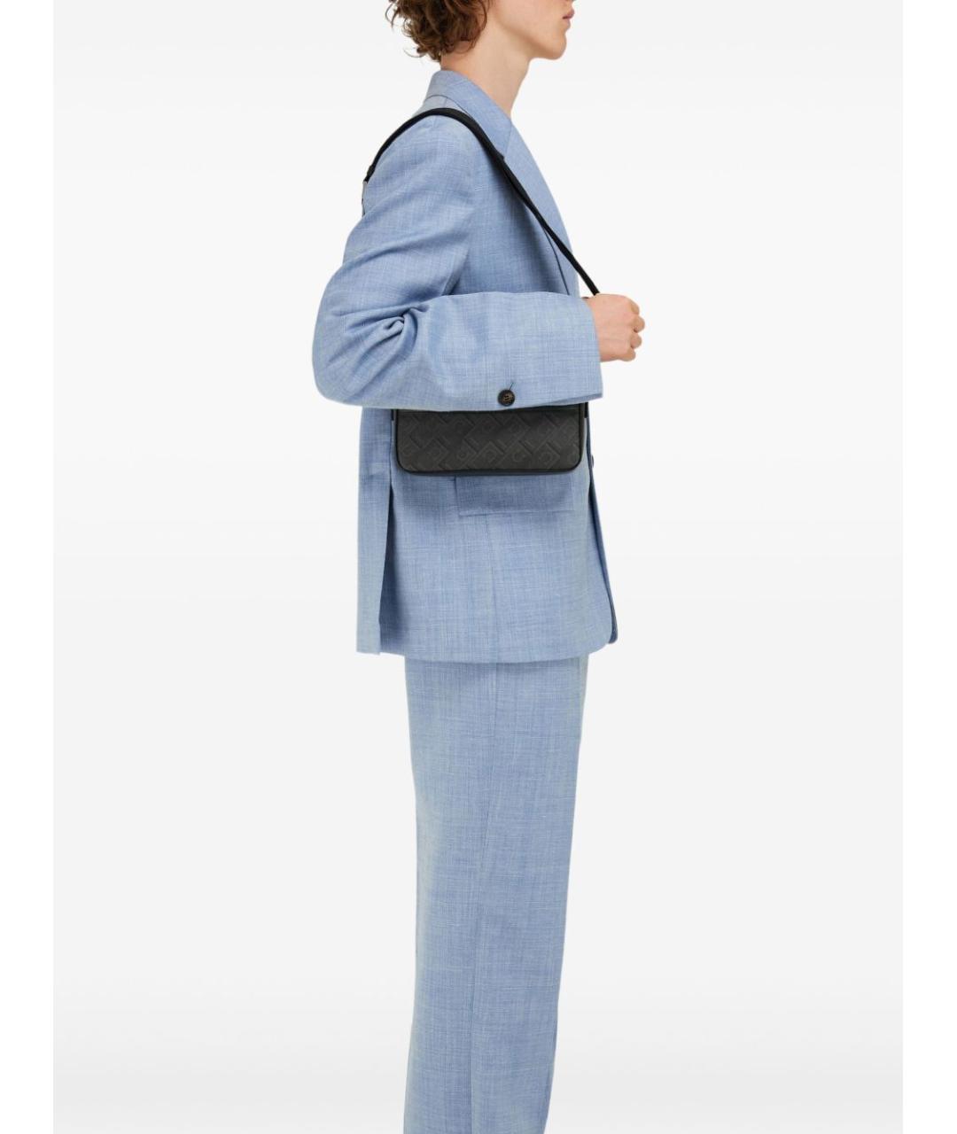 FERRAGAMO Черная кожаная сумка на плечо, фото 3