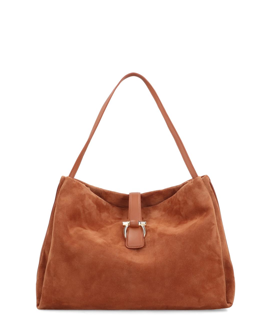 FERRAGAMO Коричневая замшевая сумка тоут, фото 1