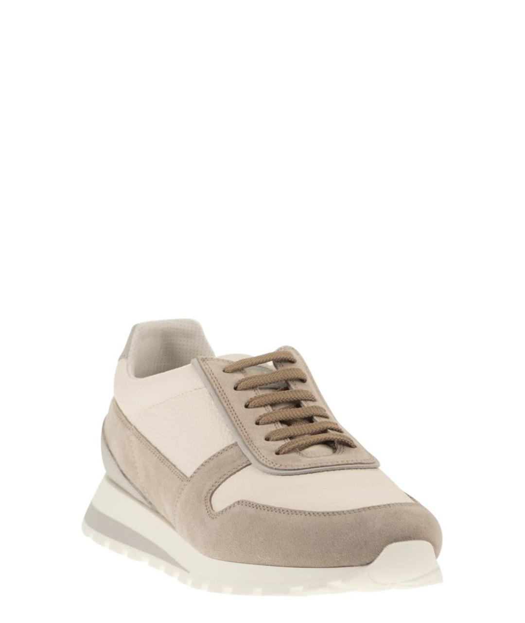 BRUNELLO CUCINELLI Бежевые кожаные низкие кроссовки / кеды, фото 2