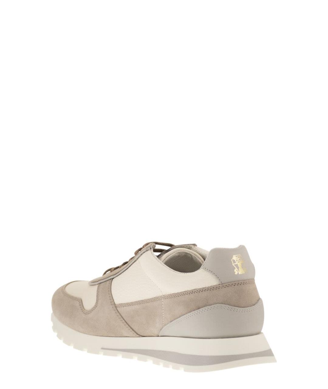 BRUNELLO CUCINELLI Бежевые кожаные низкие кроссовки / кеды, фото 3