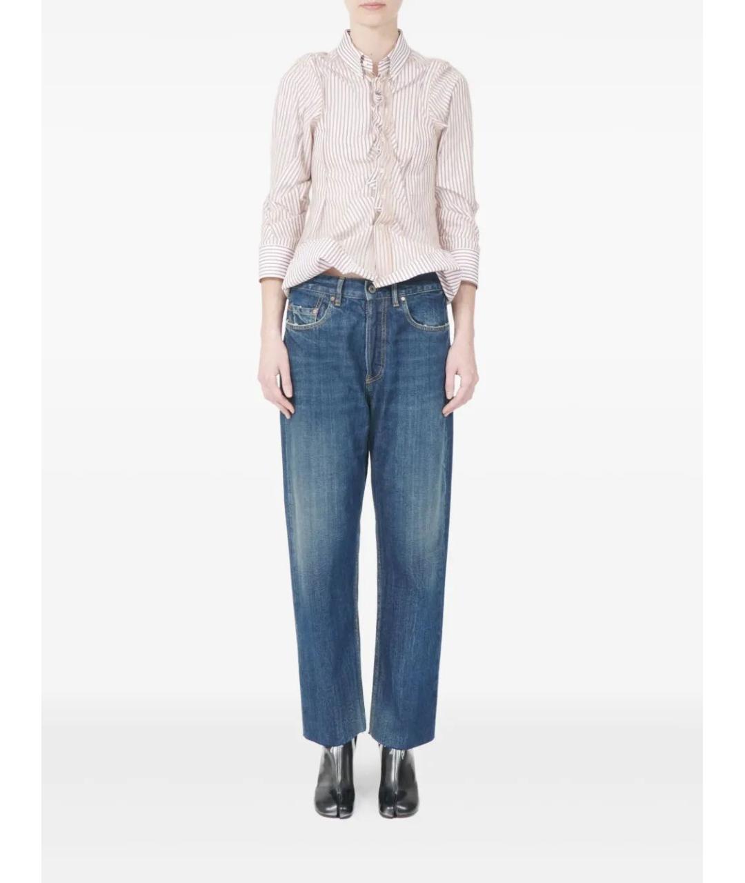 MAISON MARGIELA Синие хлопковые прямые джинсы, фото 3
