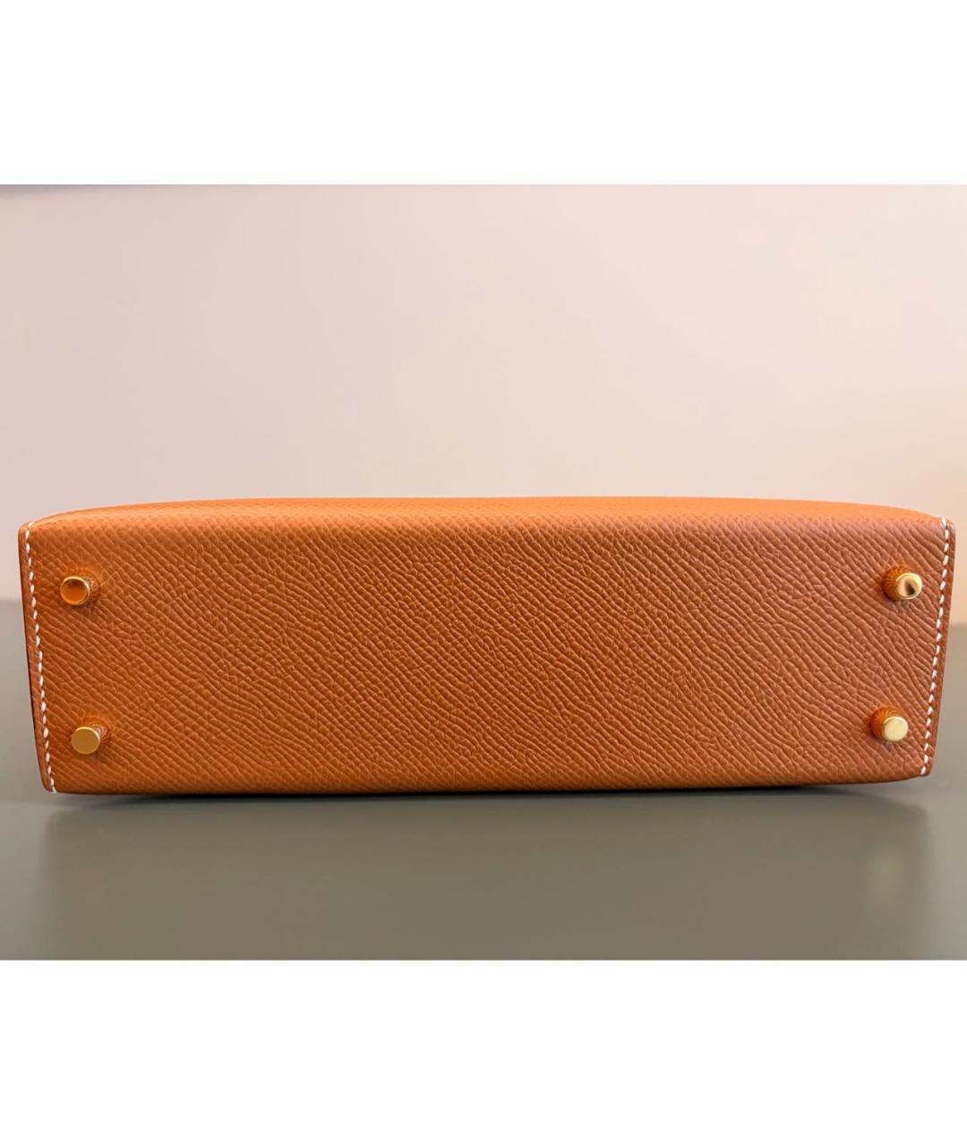 HERMES Коричневая кожаная сумка с короткими ручками, фото 3