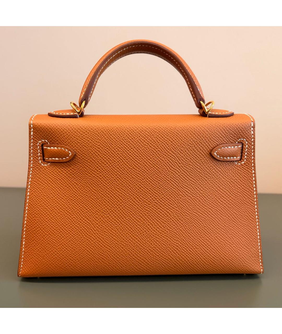 HERMES Коричневая кожаная сумка с короткими ручками, фото 2