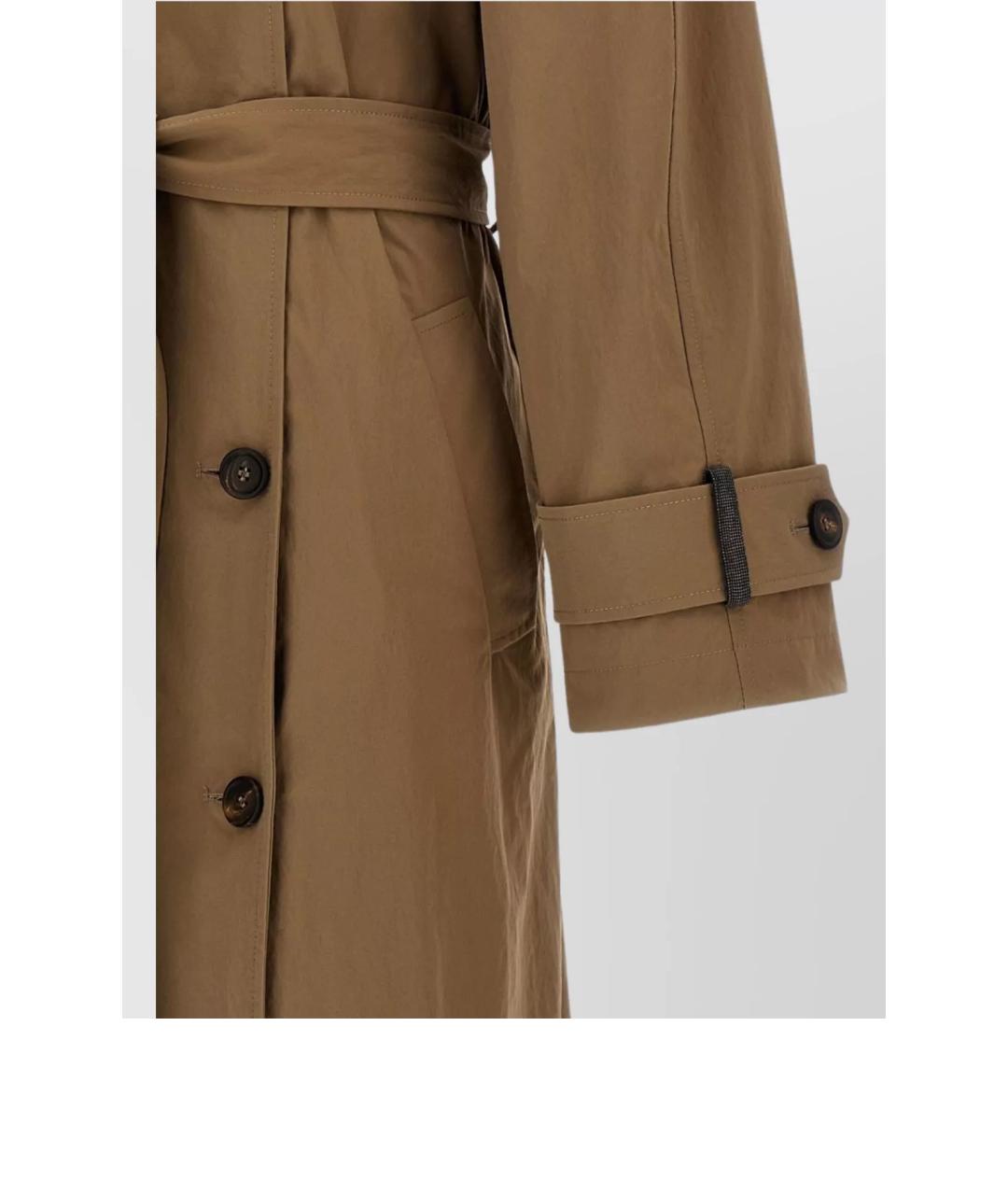 BRUNELLO CUCINELLI Бежевый полиамидовый тренч/плащ, фото 4