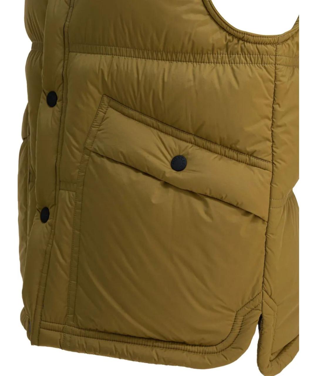MONCLER Горчичный полиамидовый жилет, фото 3