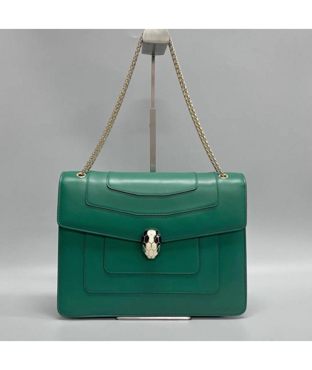 BVLGARI Зеленая кожаная сумка через плечо, фото 5