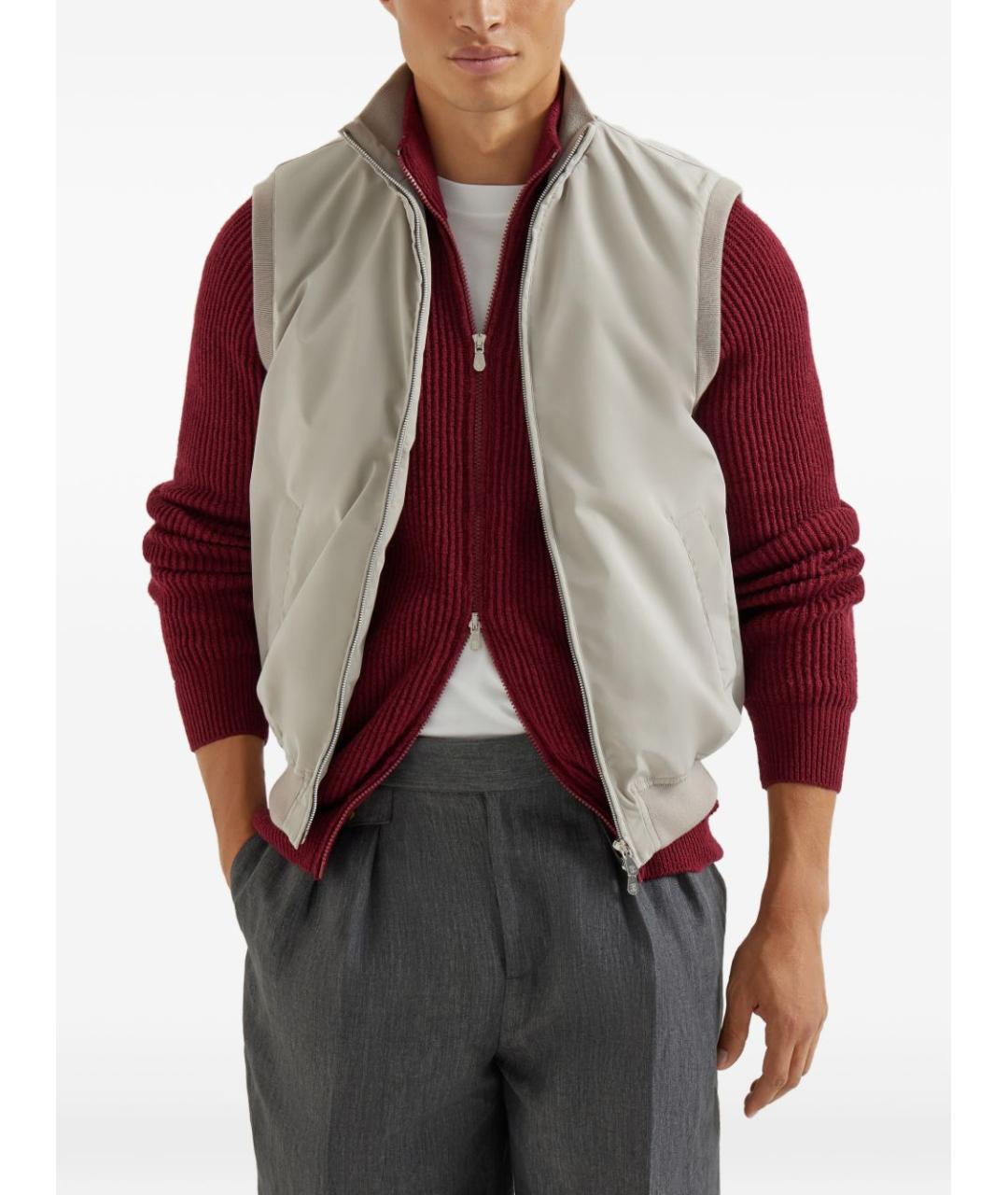 BRUNELLO CUCINELLI Бежевый полиэстеровый жилет, фото 4