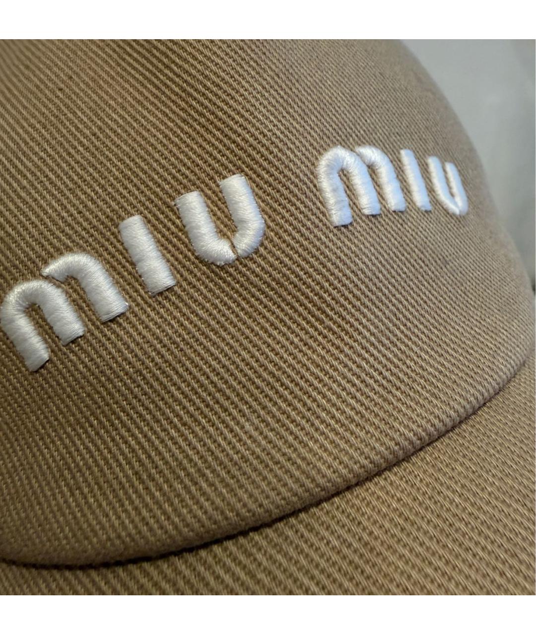 MIU MIU Бежевая хлопковая кепка, фото 4