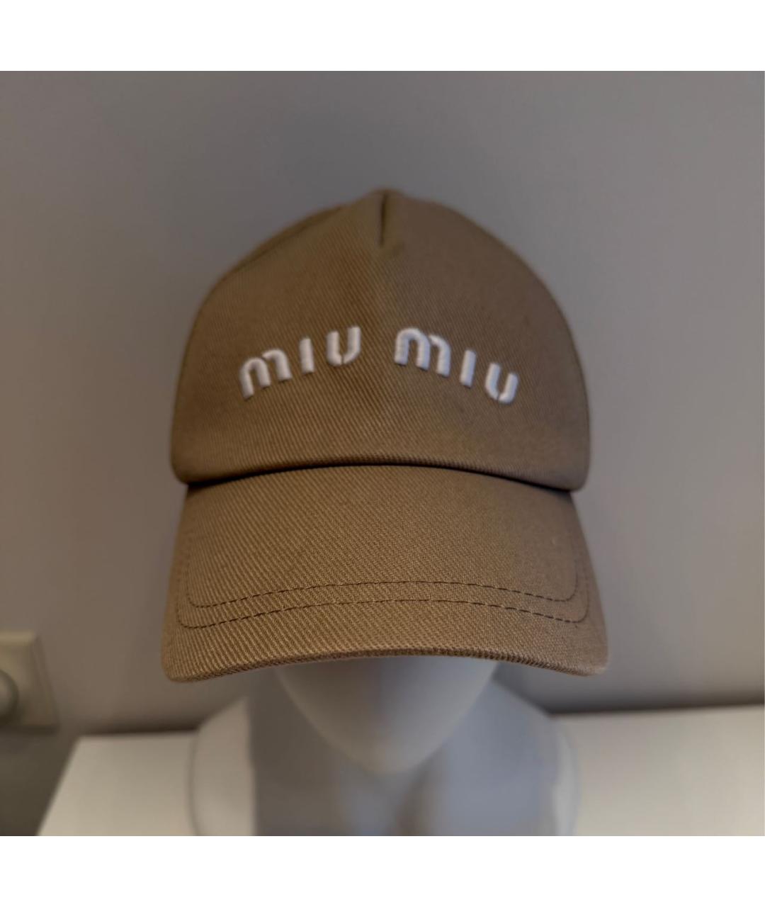 MIU MIU Бежевая хлопковая кепка, фото 6