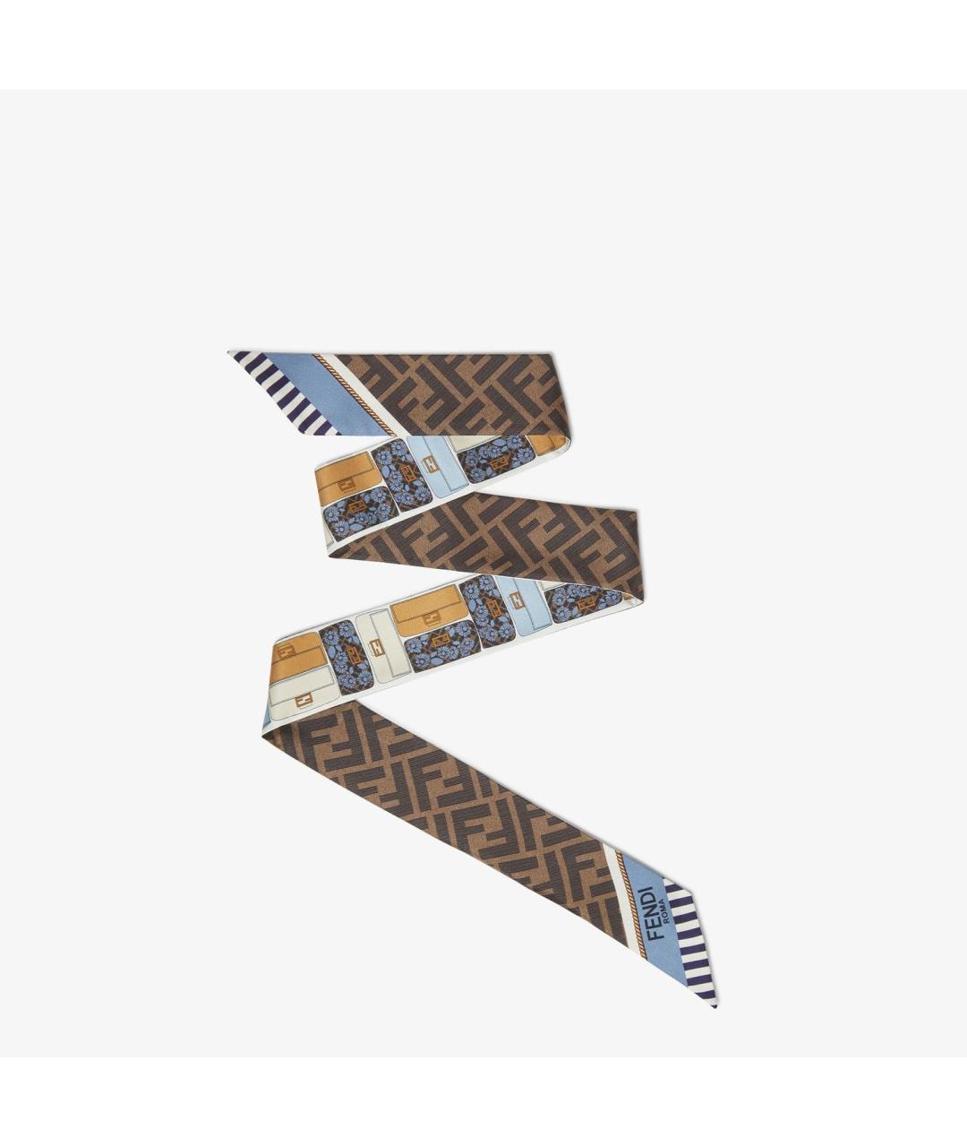 FENDI Синий шелковый шарф, фото 1