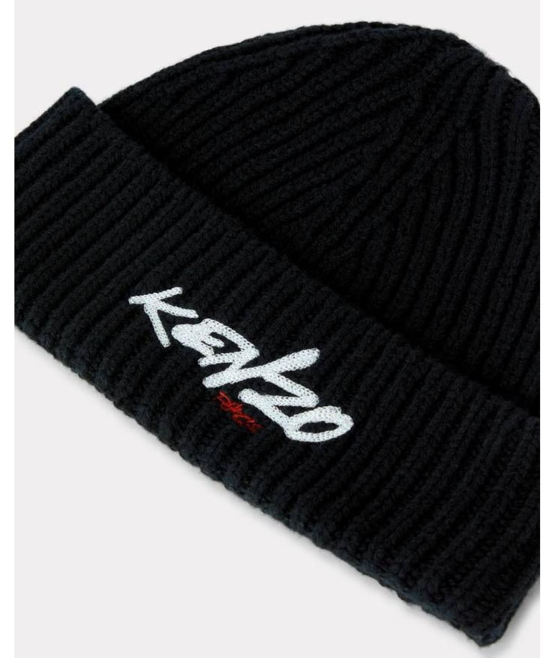 KENZO Черная шерстяная шапка, фото 4