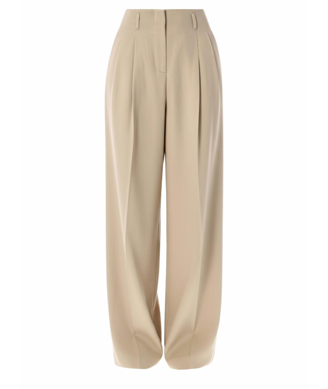 GOLDEN GOOSE DELUXE BRAND Бежевые шерстяные прямые брюки, фото 1