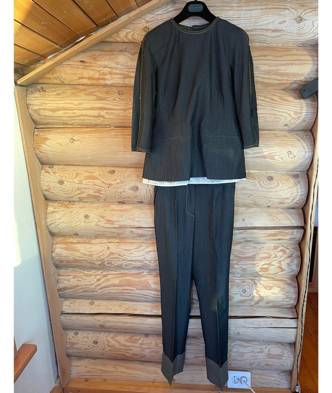 GIANFRANCO FERRE VINTAGE Серый шерстяной костюм с брюками, фото 9