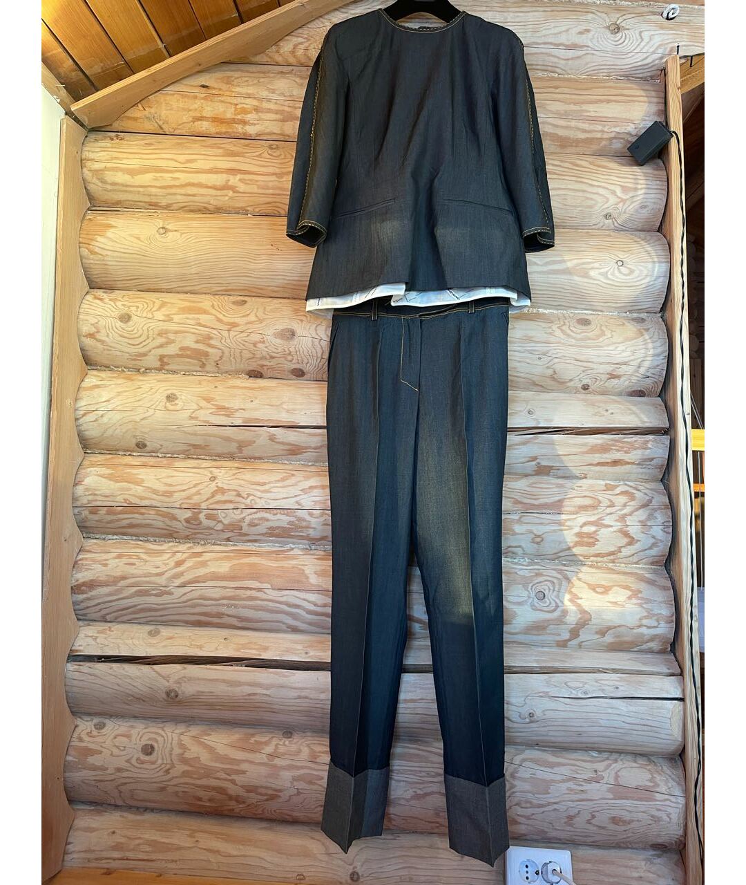 GIANFRANCO FERRE VINTAGE Серый шерстяной костюм с брюками, фото 2