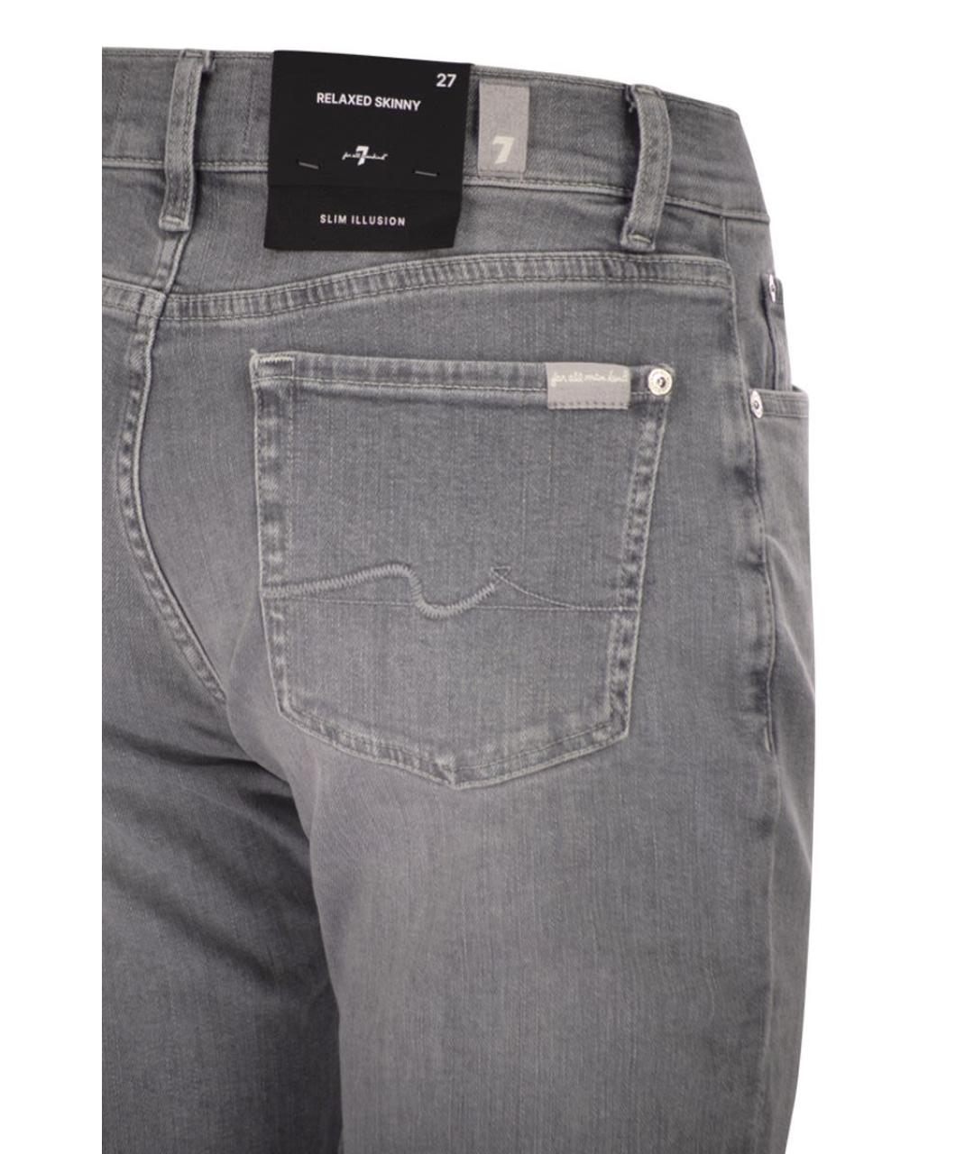 7 FOR ALL MANKIND Серые хлопковые прямые джинсы, фото 4