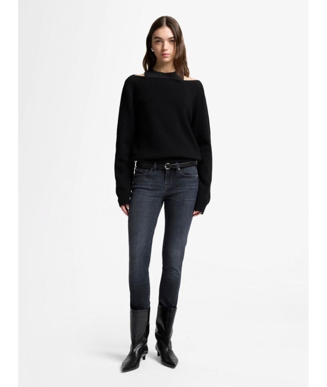 7 FOR ALL MANKIND Черные хлопковые прямые джинсы, фото 2