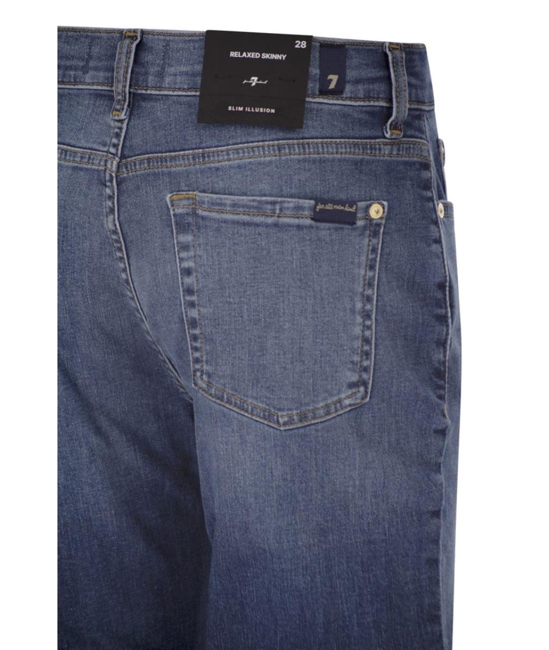 7 FOR ALL MANKIND Синие хлопковые прямые джинсы, фото 4
