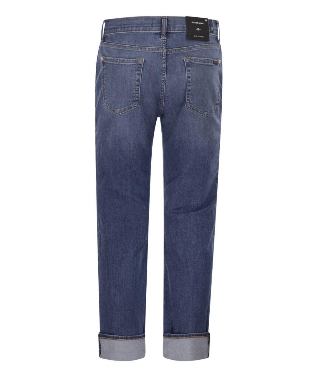 7 FOR ALL MANKIND Синие хлопковые прямые джинсы, фото 2
