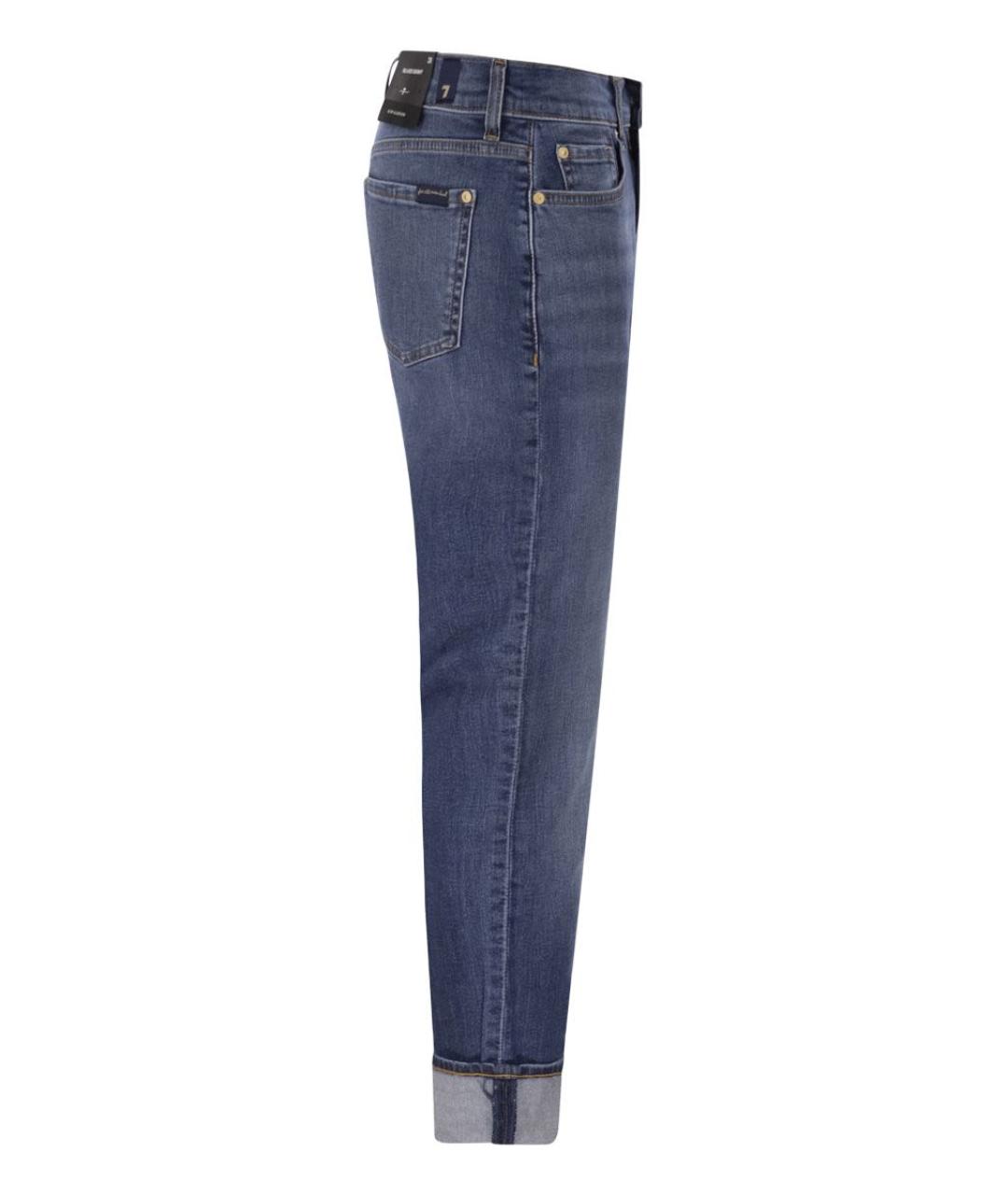 7 FOR ALL MANKIND Синие хлопковые прямые джинсы, фото 3