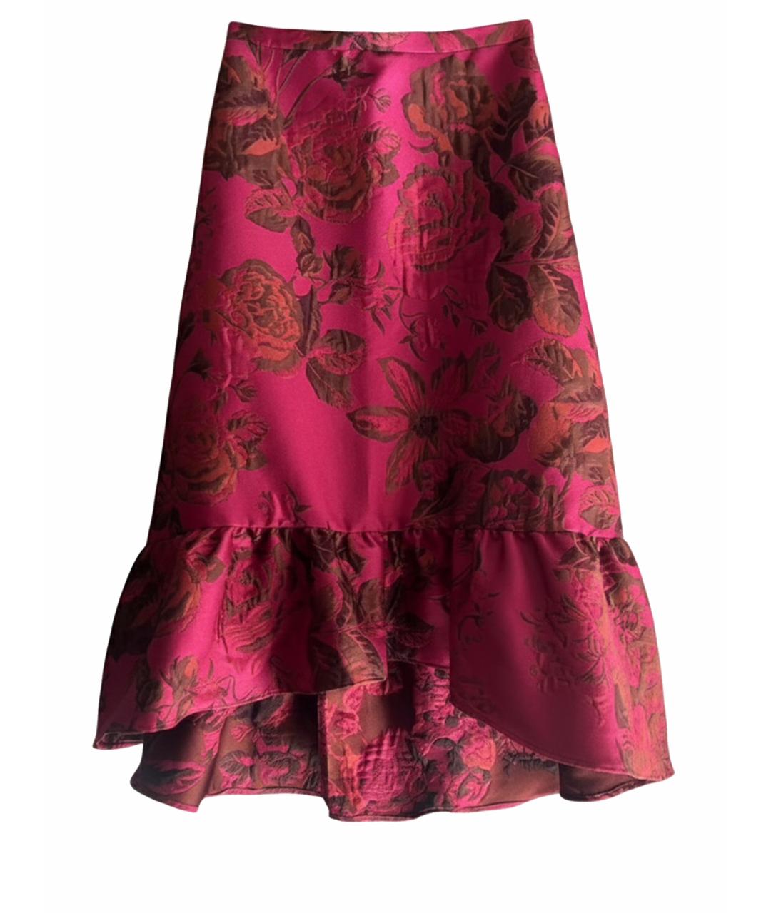 MAX MARA Фуксия полиэстеровая юбка миди, фото 6