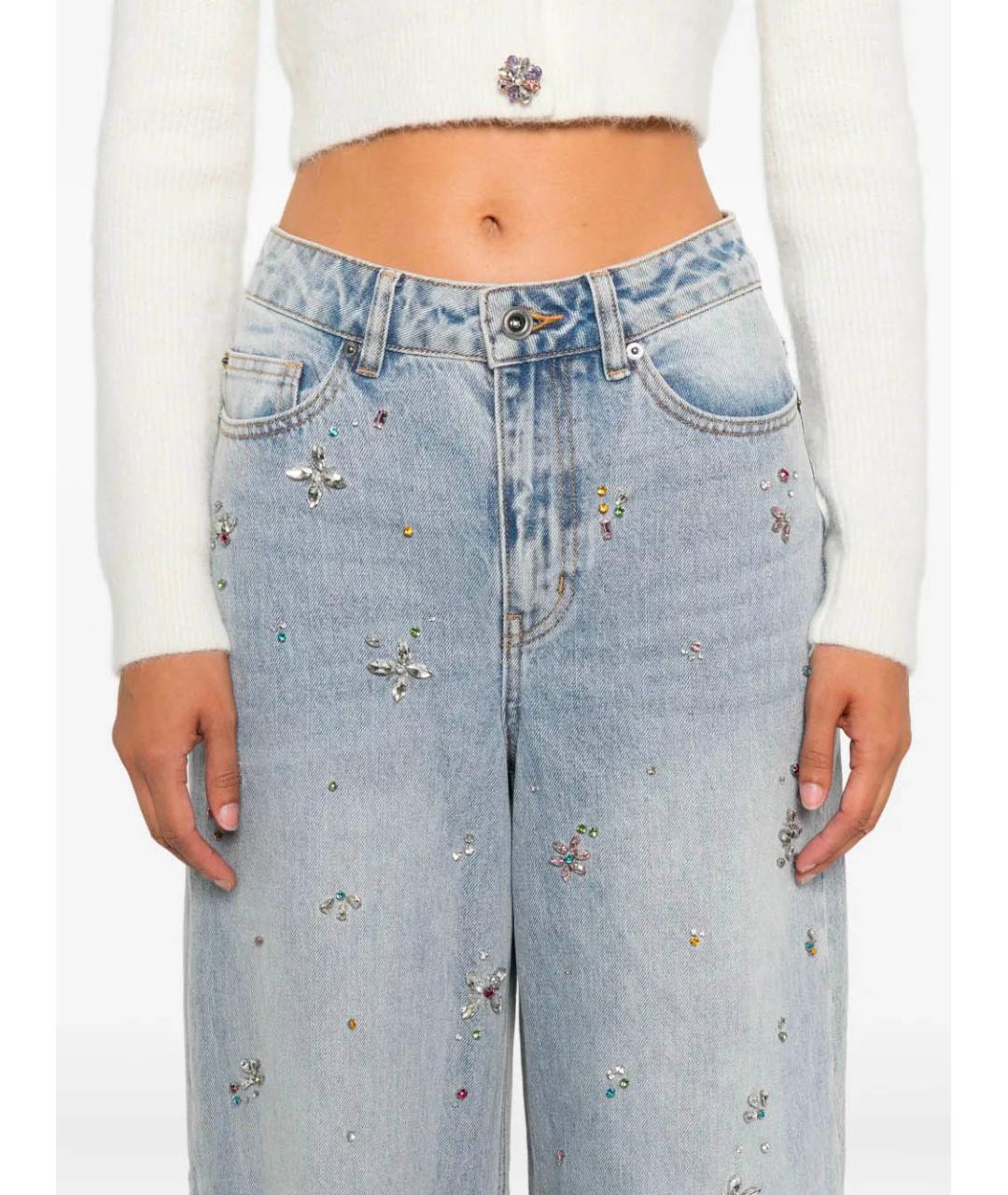 SELF-PORTRAIT Голубые хлопковые прямые джинсы, фото 5