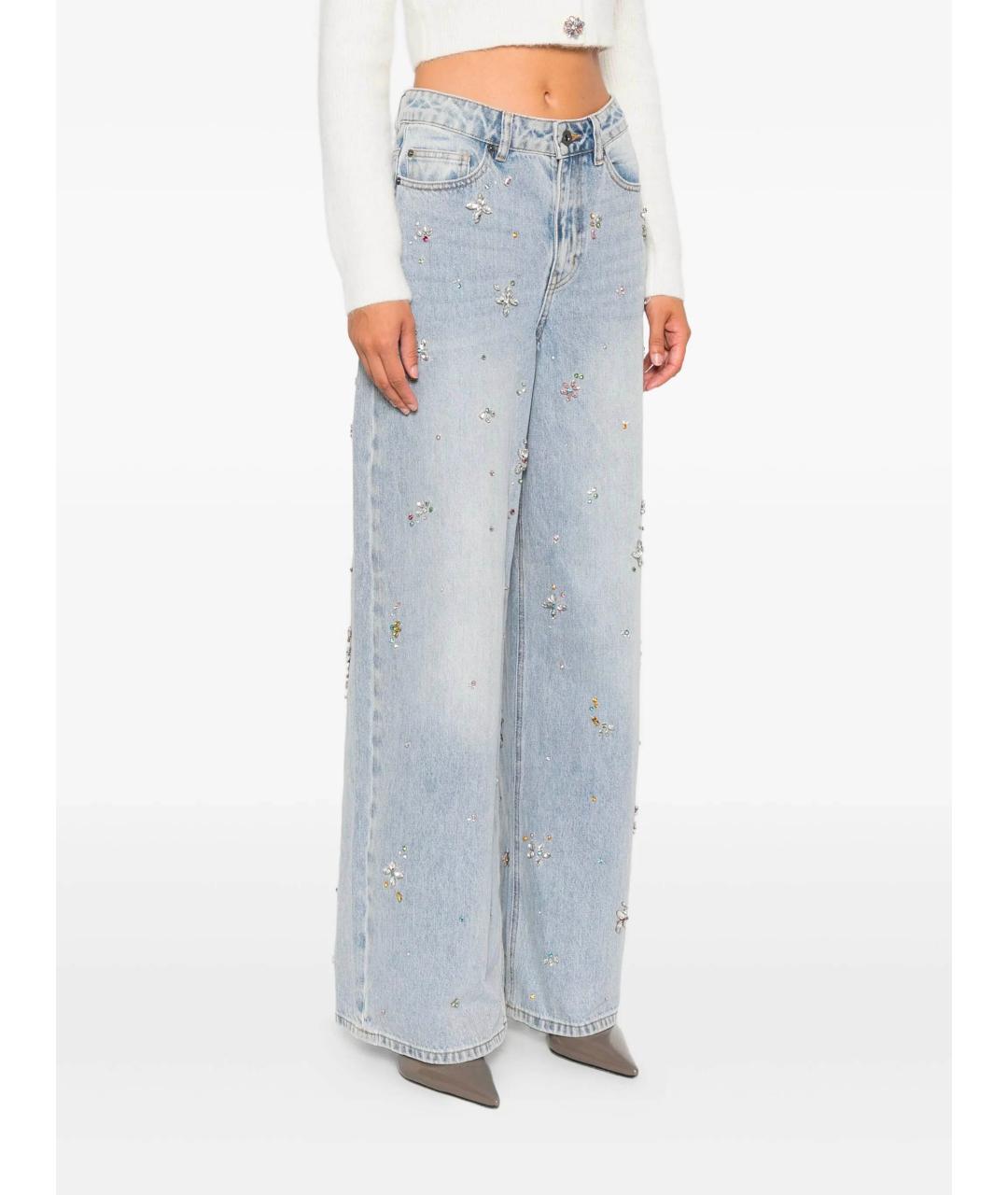 SELF-PORTRAIT Голубые хлопковые прямые джинсы, фото 3