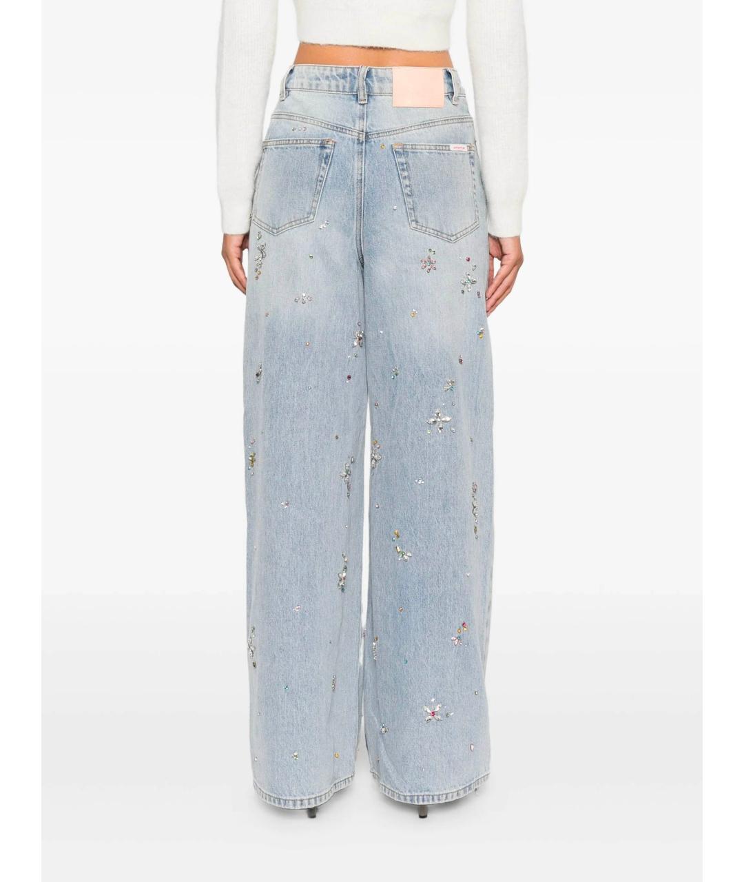 SELF-PORTRAIT Голубые хлопковые прямые джинсы, фото 4