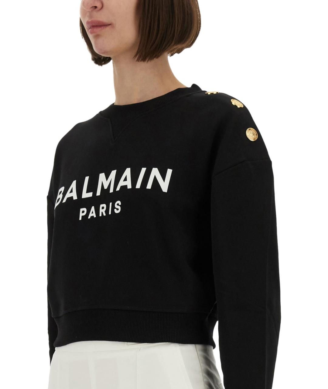 BALMAIN Черный хлопковый джемпер / свитер, фото 5