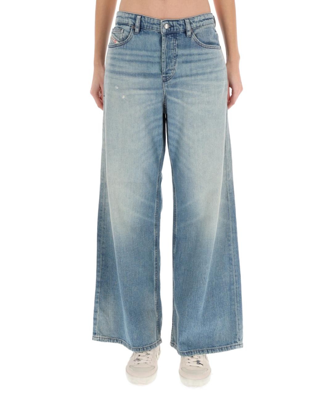 DIESEL Голубые хлопковые прямые джинсы, фото 2