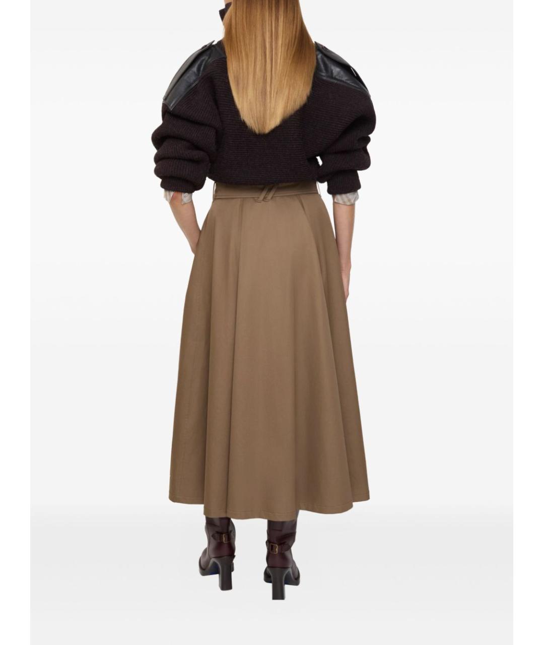 BURBERRY Коричневая хлопковая юбка миди, фото 2