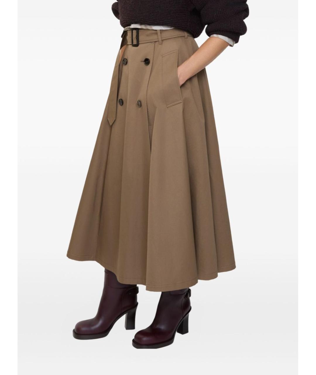 BURBERRY Коричневая хлопковая юбка миди, фото 3