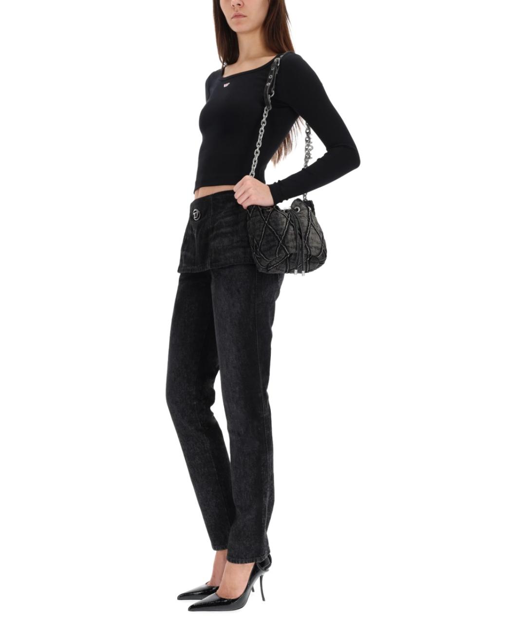 DIESEL Черные хлопковые прямые джинсы, фото 3