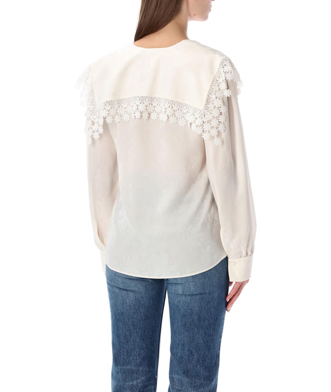 CHLOE Белая шелковая блузы, фото 3