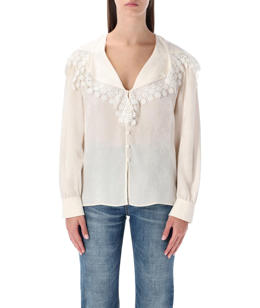 CHLOE Белая шелковая блузы, фото 2