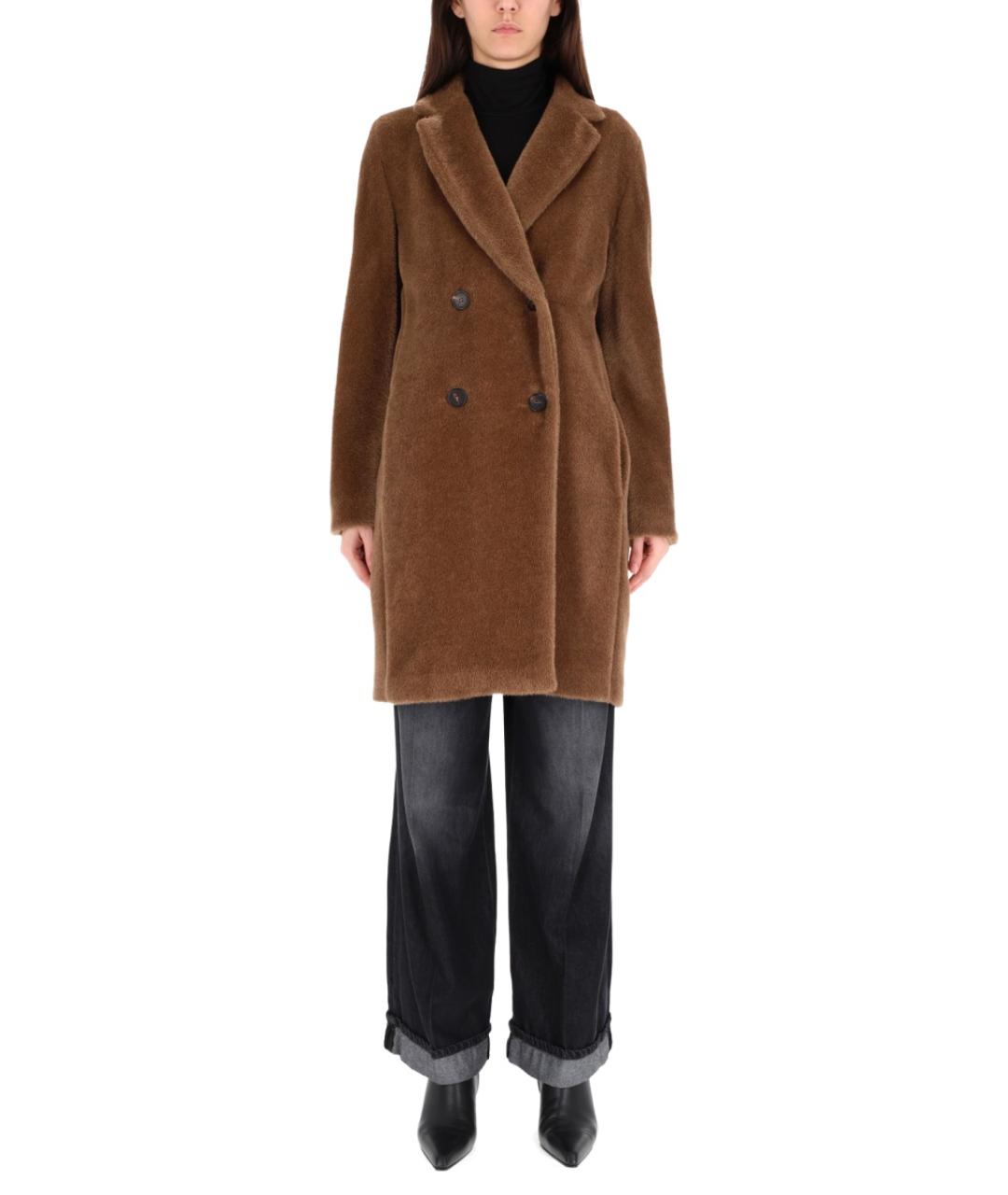 'S MAX MARA Коричневое шерстяное пальто, фото 2