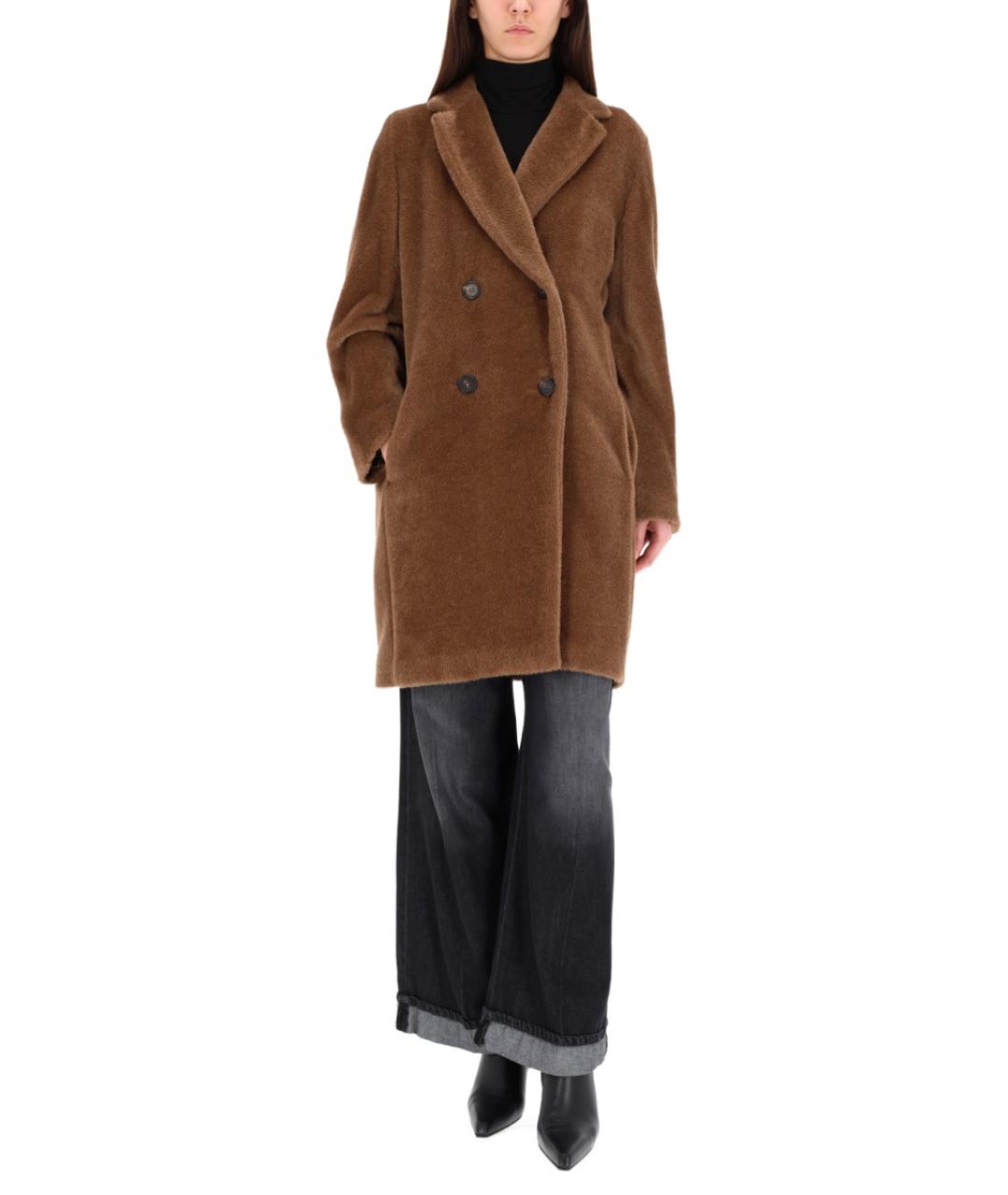 'S MAX MARA Коричневое шерстяное пальто, фото 5