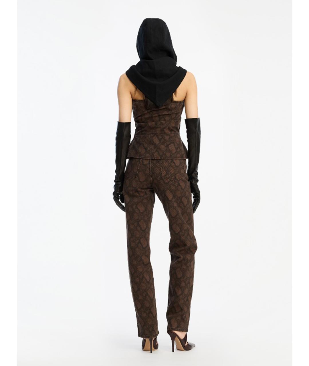 ROTATE Коричневые хлопковые прямые джинсы, фото 3