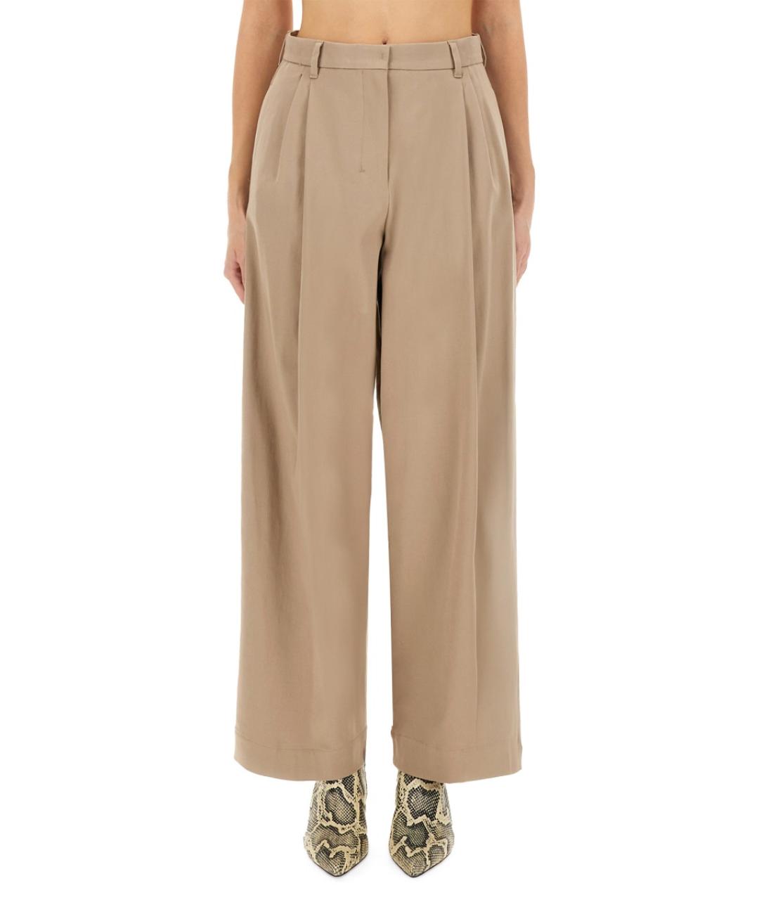 'S MAX MARA Бежевые хлопковые прямые брюки, фото 5