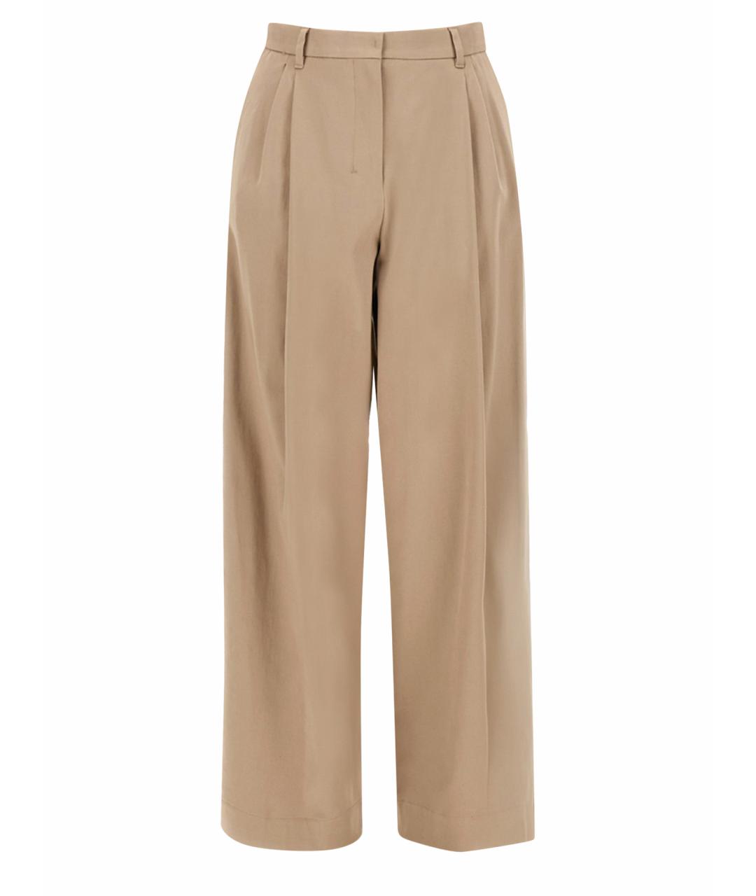 'S MAX MARA Бежевые хлопковые прямые брюки, фото 1