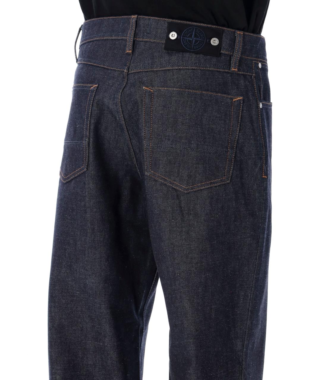 STONE ISLAND Синие хлопковые прямые джинсы, фото 3