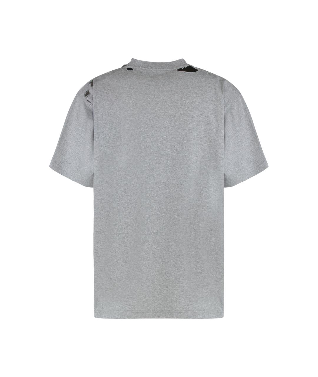 MM6 MAISON MARGIELA Серая хлопковая футболка, фото 2