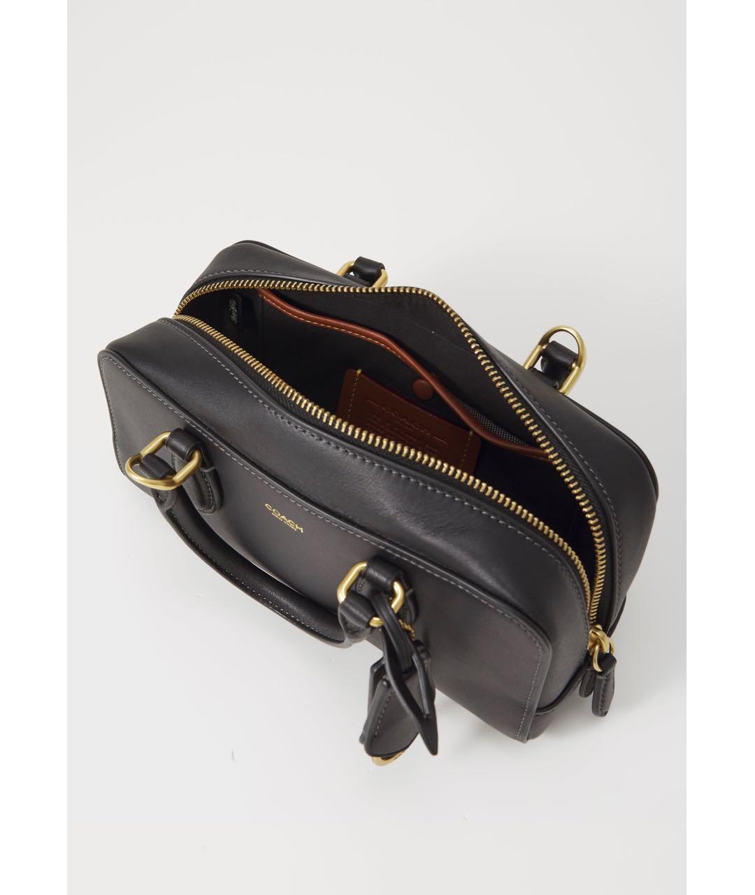 COACH Черная кожаная сумка с короткими ручками, фото 2