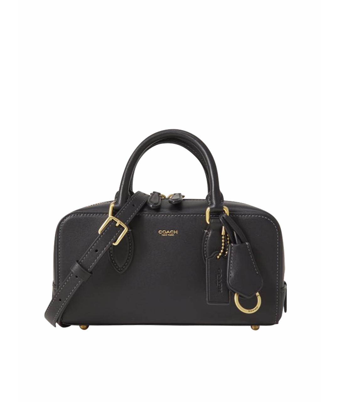 COACH Черная кожаная сумка с короткими ручками, фото 1