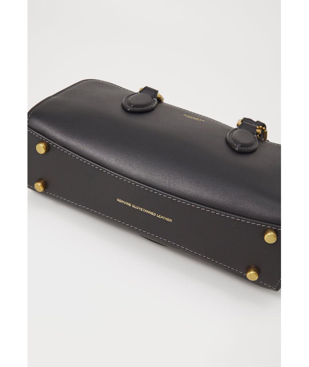 COACH Черная кожаная сумка с короткими ручками, фото 3