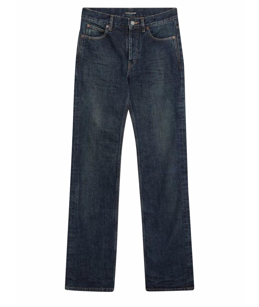 SAINT LAURENT Синие хлопковые прямые джинсы, фото 1