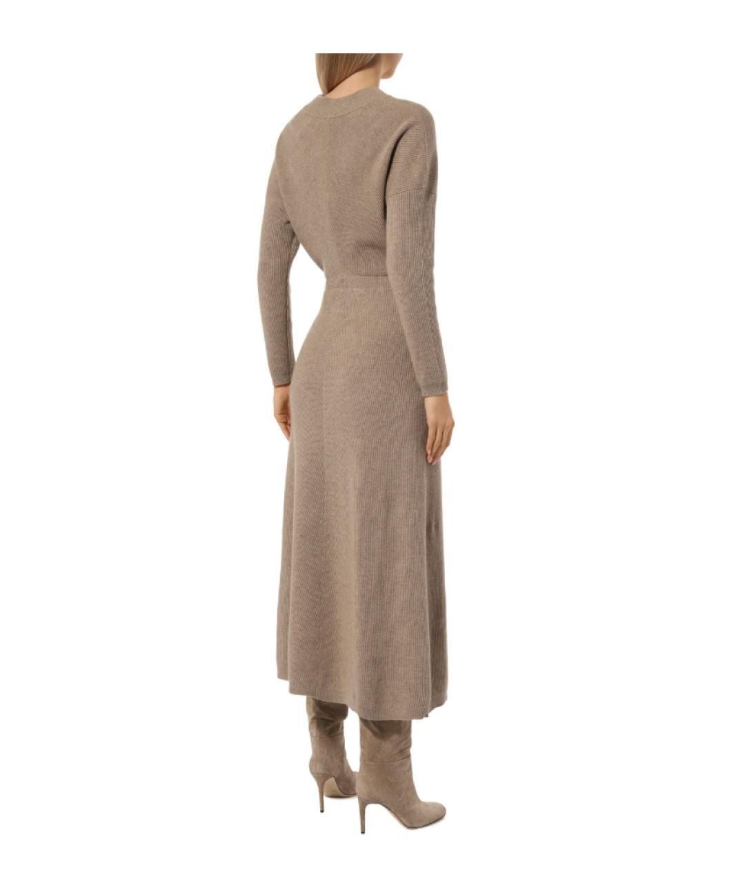 BRUNELLO CUCINELLI Бежевое кашемировое повседневное платье, фото 4
