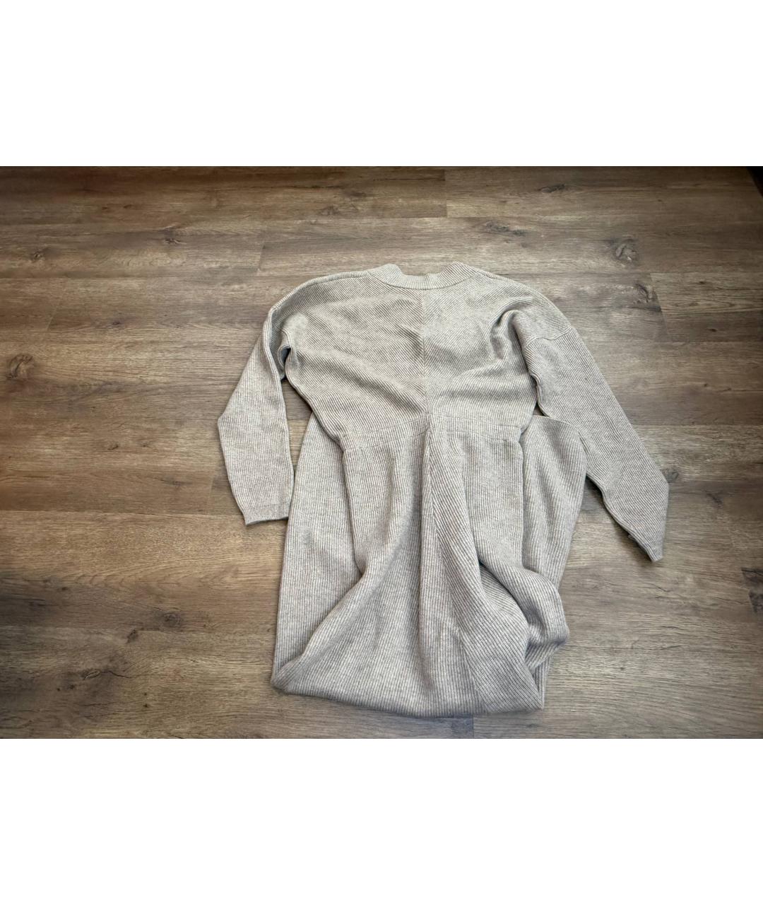 BRUNELLO CUCINELLI Бежевое кашемировое повседневное платье, фото 7