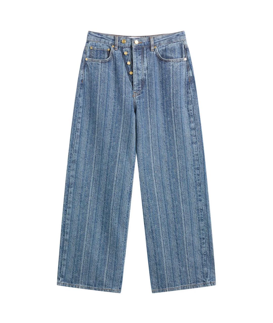 GANNI Синие хлопковые прямые джинсы, фото 1